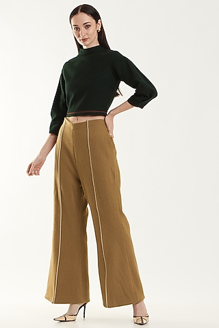 Green Merino Wool Crop Top by Ahmev