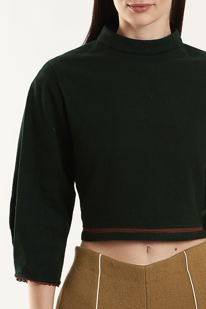 Green Merino Wool Crop Top by Ahmev at Pernia's Pop Up Shop