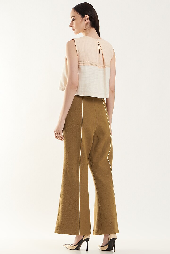 Ivory & BLush Pink Box Pleated Top by Ahmev at Pernia's Pop Up Shop