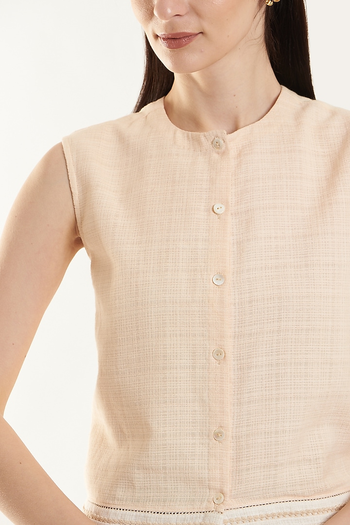 Ivory & Blush Pink Cotton Top by Ahmev at Pernia's Pop Up Shop