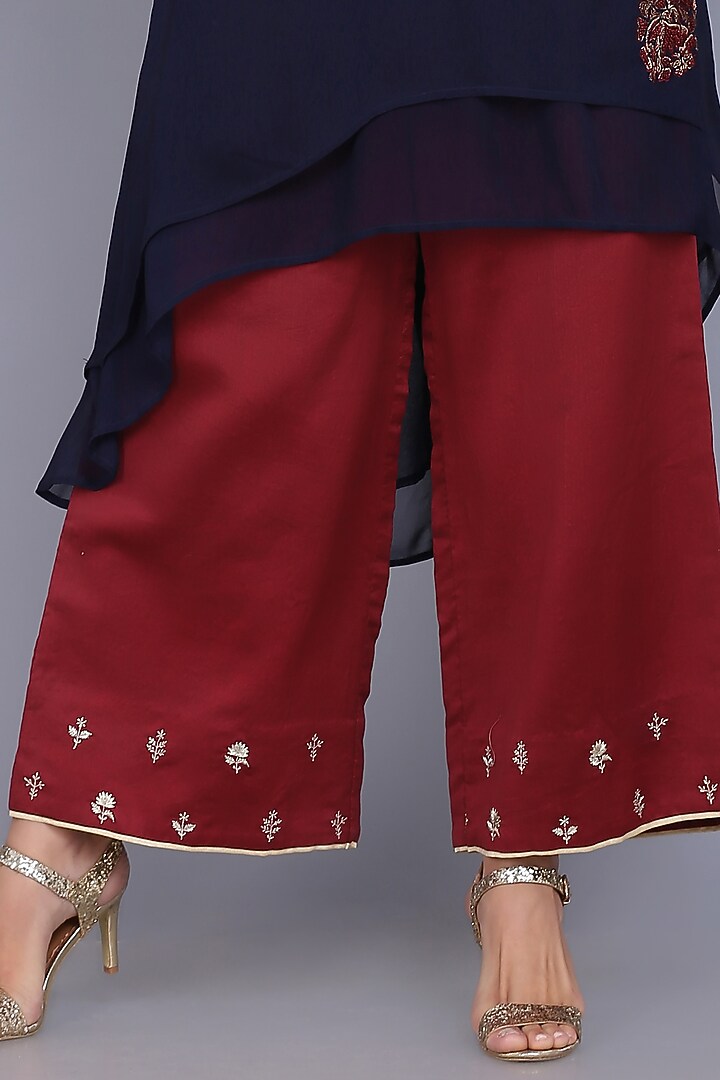 Blue Georgette Embroidered Tunic Set by anju & harleen at Pernia's Pop Up Shop