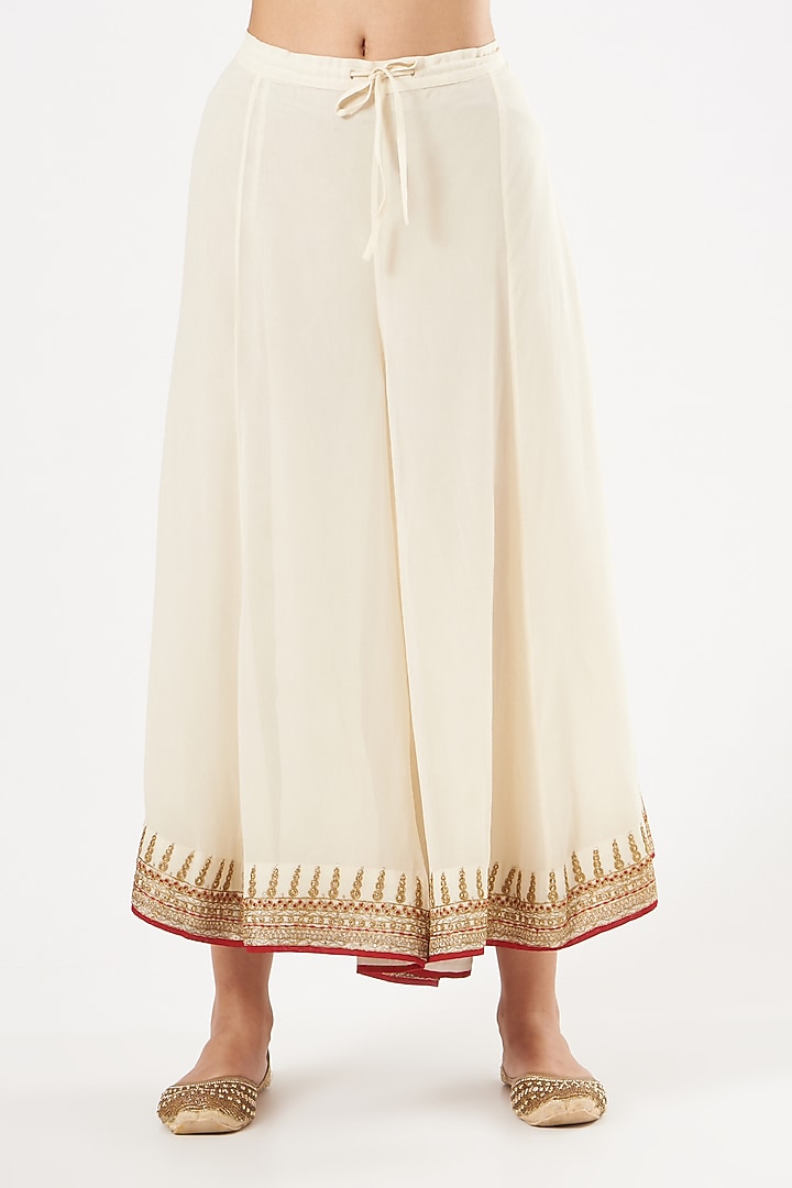 White Thread Embroidered Wedding Sharara Set by anju & harleen at Pernia's Pop Up Shop