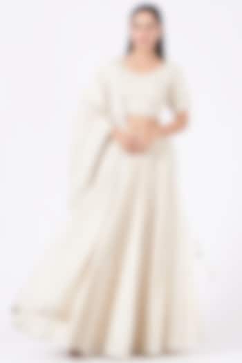 Off-White Embroidered Wedding Lehenga Set by anju & harleen at Pernia's Pop Up Shop