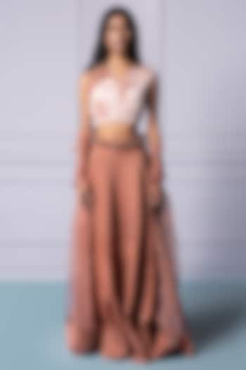 Rosewood Satin Organza Dori Hand Embroidered Wedding Lehenga Set by A Humming Way at Pernia's Pop Up Shop