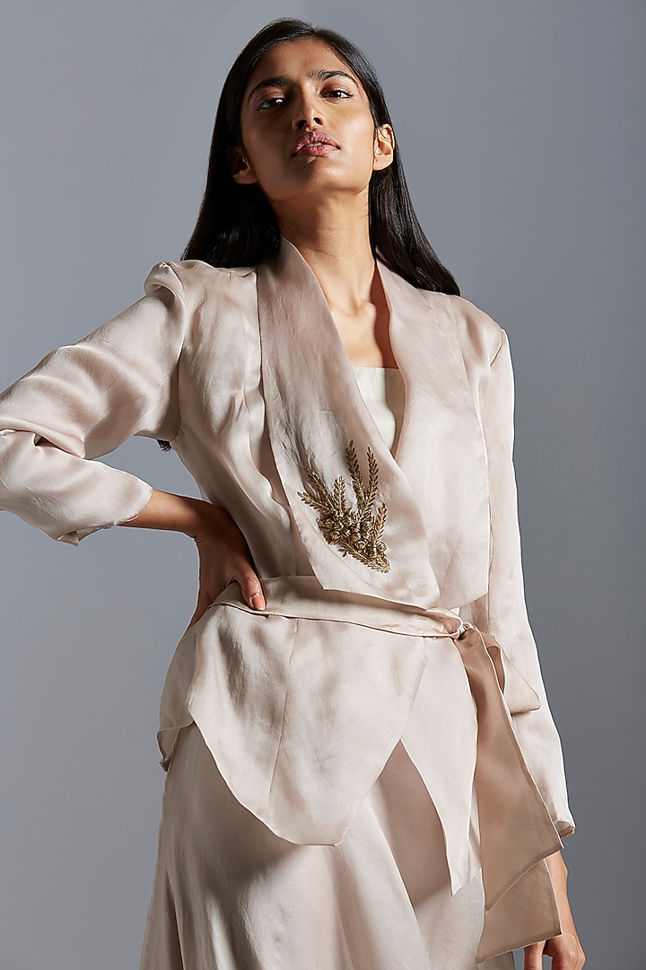 Grey Embroidered Dress by A Humming Way at Pernia's Pop Up Shop 2025