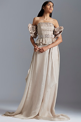 Grey Ruched Bubble Skirt by A Humming Way