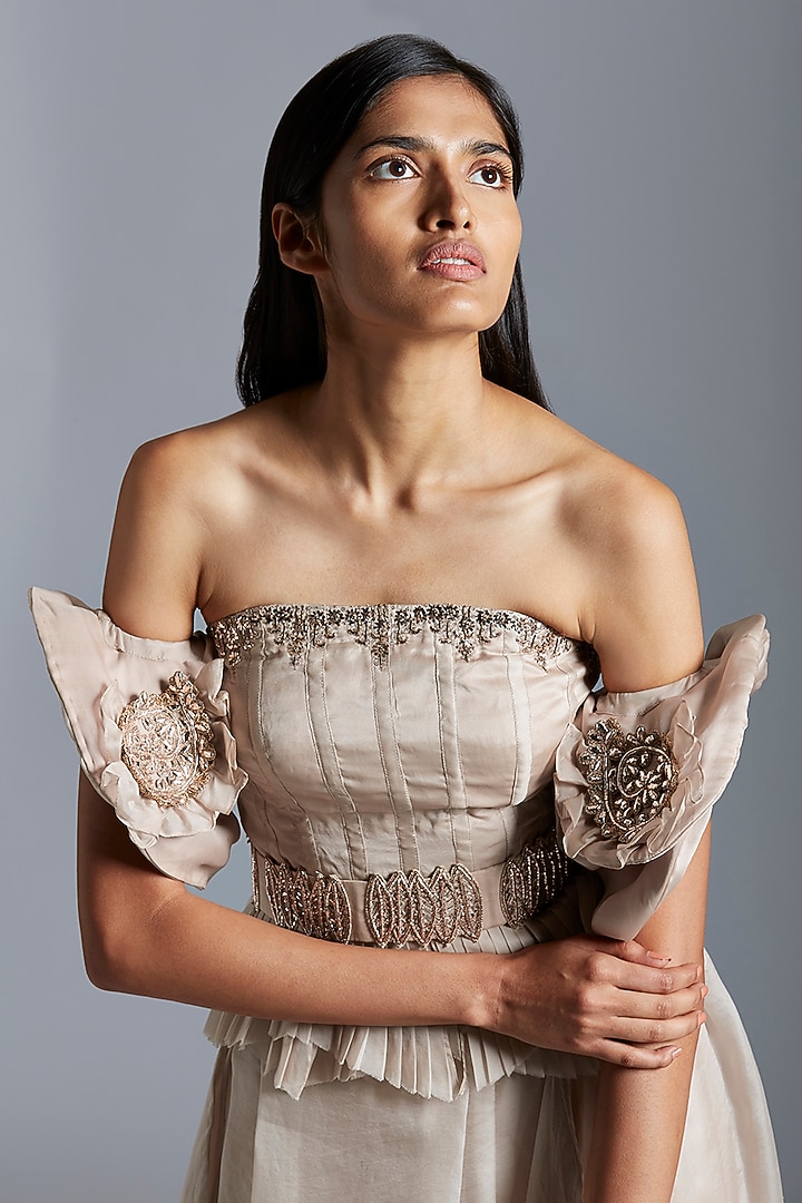 Grey Ruched Bubble Skirt by A Humming Way at Pernia's Pop Up Shop