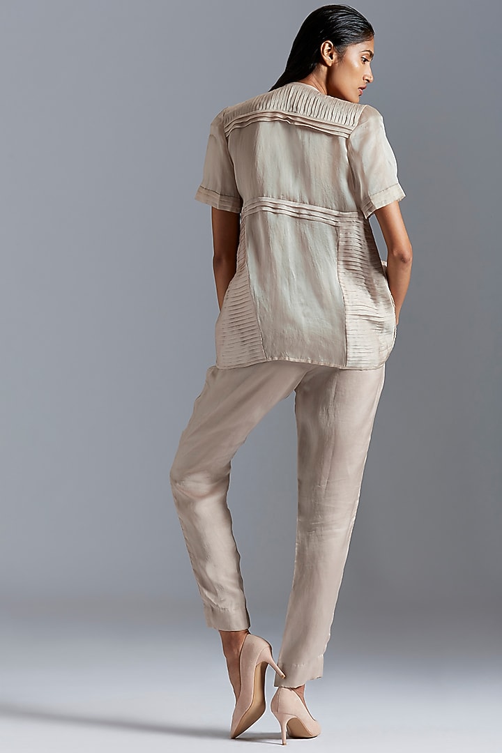Grey Cigarette Pants With Drawstrings by A Humming Way at Pernia's Pop Up Shop