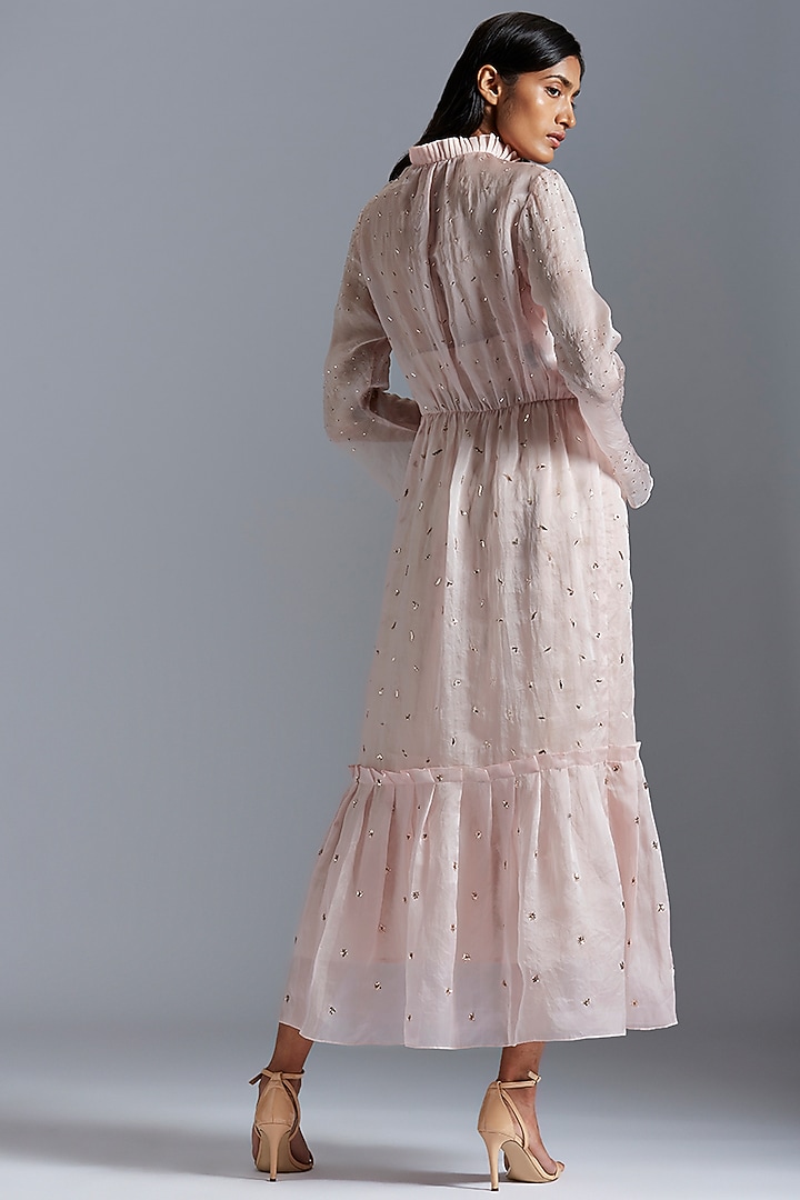 Blush Pink Embroidered Sheer Vacation Dress by A Humming Way at Pernia's Pop Up Shop