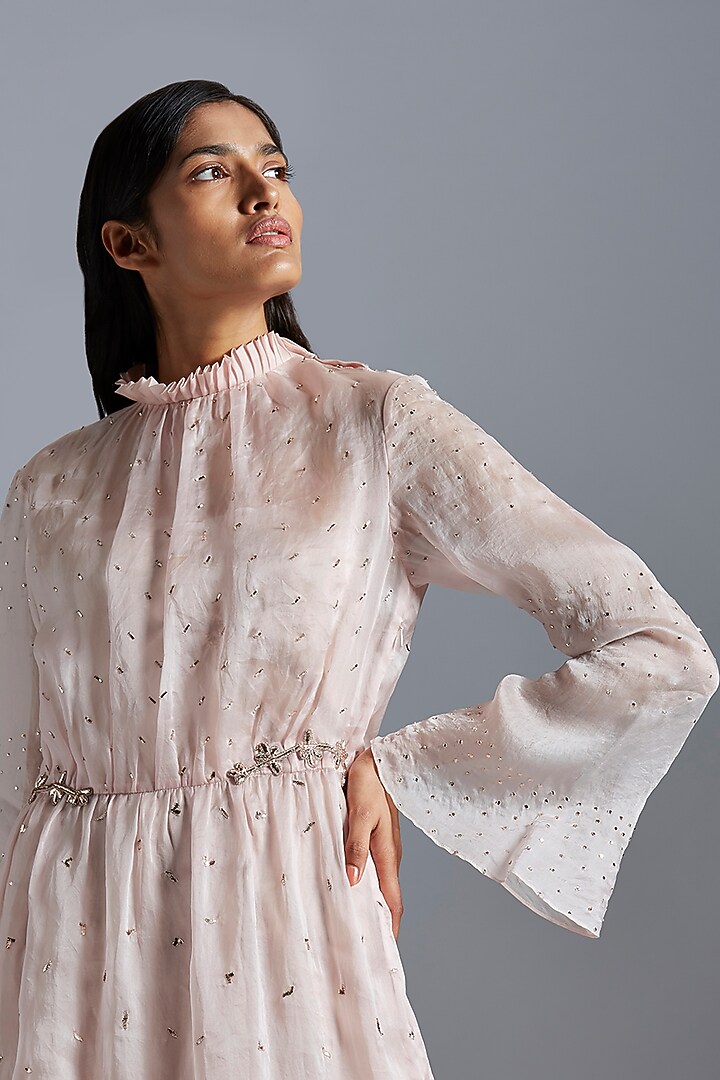 Blush Pink Embroidered Sheer Vacation Dress by A Humming Way at Pernia's Pop Up Shop