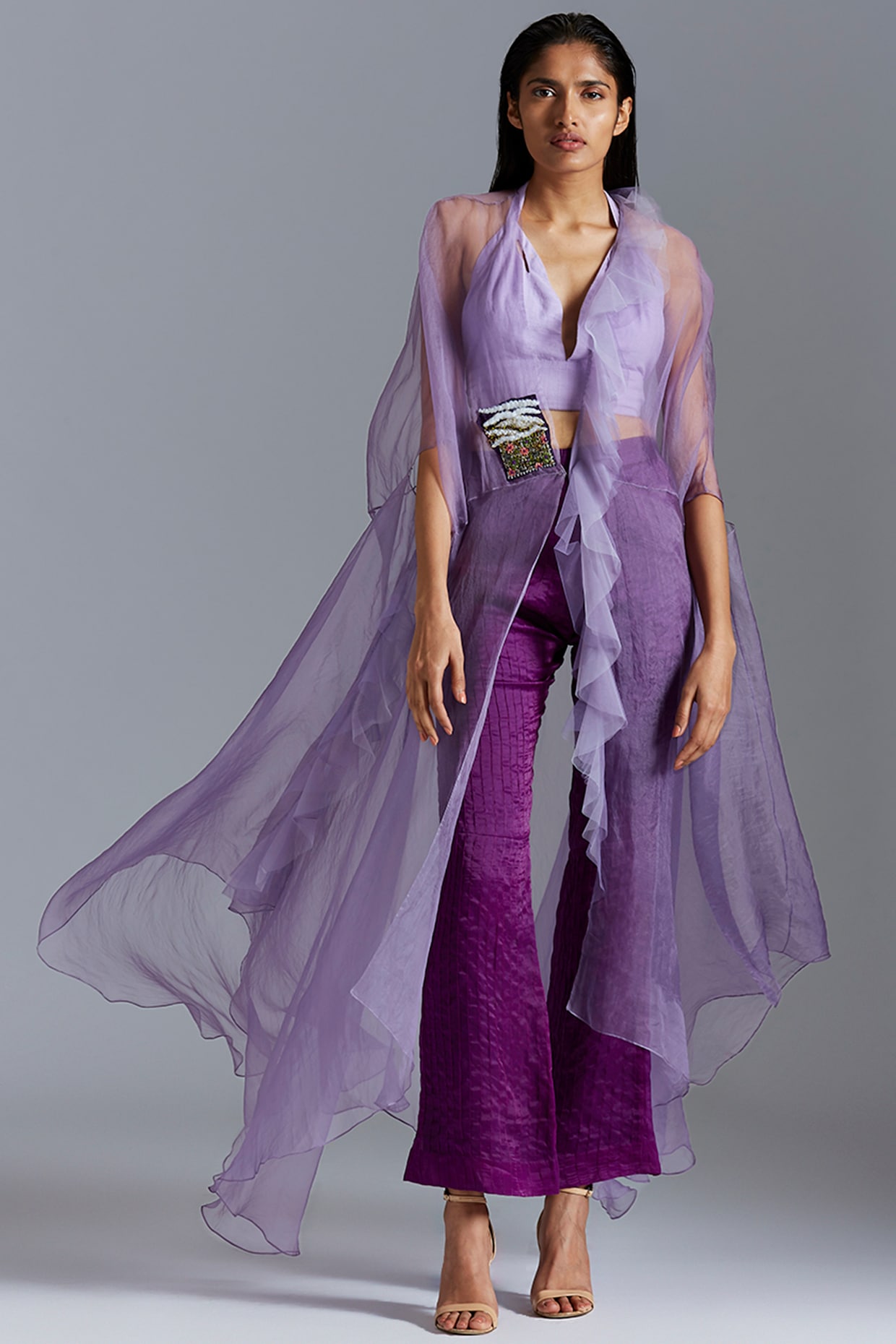 Buy Purple Satin Trousers for Women Online from Indias Luxury Designers  2023