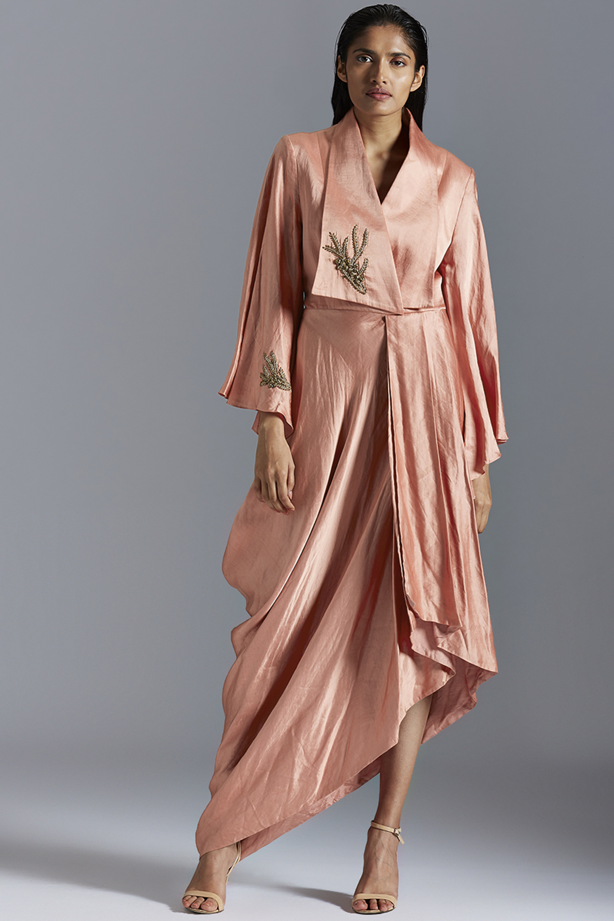 mauve embroidered dress