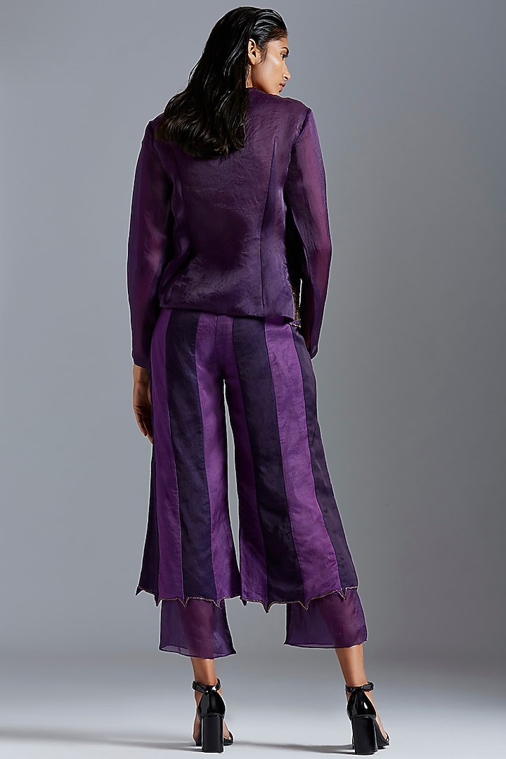 Purple Embroidered Angrakha Coat With Pants by A Humming Way at Pernia's Pop Up Shop