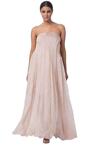 Blush Pink Embroidered Jumpsuit With Dress Lining by A Humming Way