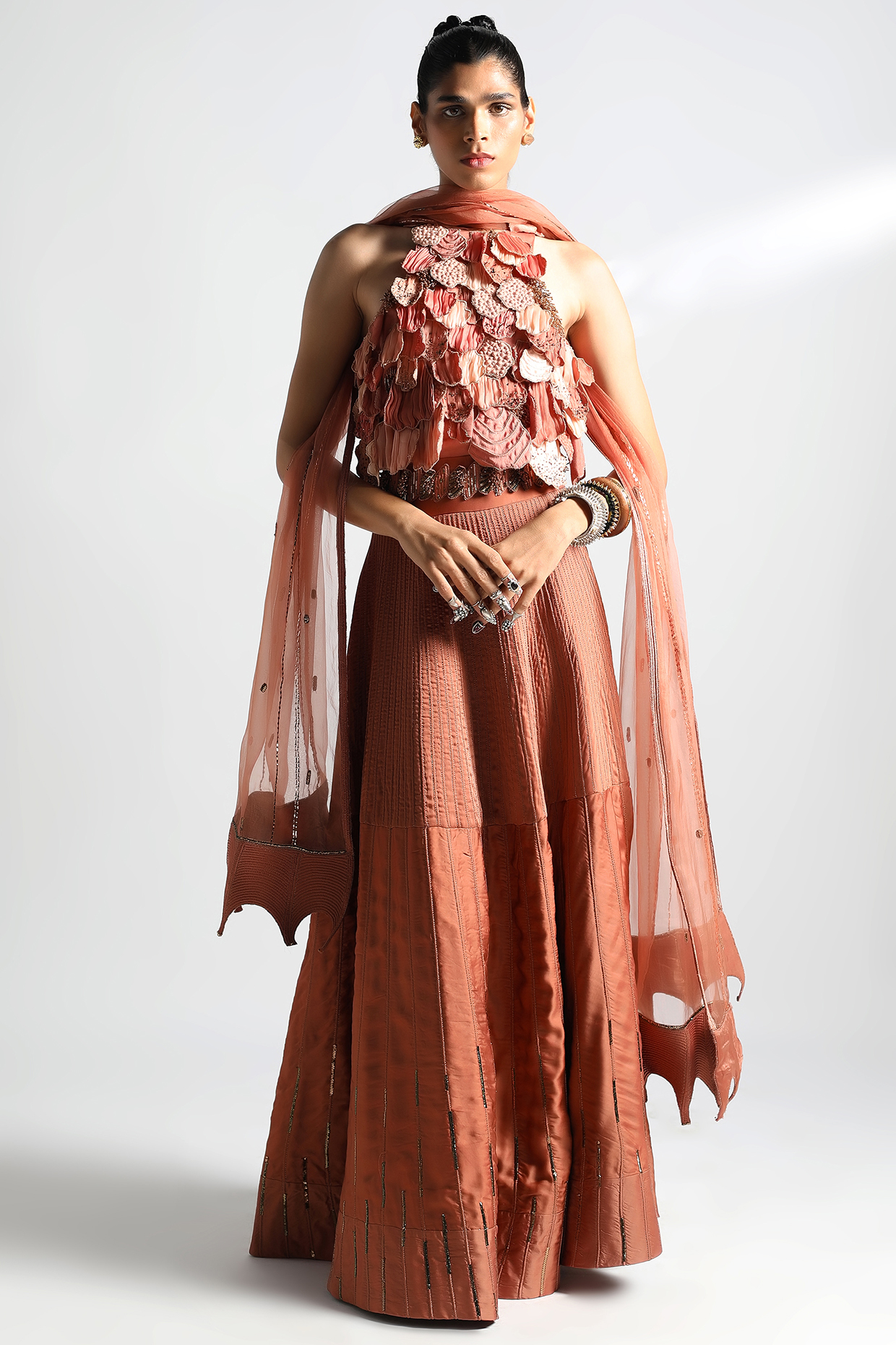 Blush Pink Embroidered Bridal Lehenga Set by A Humming Way at Pernia's Pop Up Shop