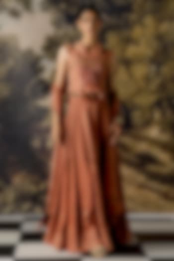 Rosewood Embroidered Wedding Lehenga Set by A Humming Way at Pernia's Pop Up Shop