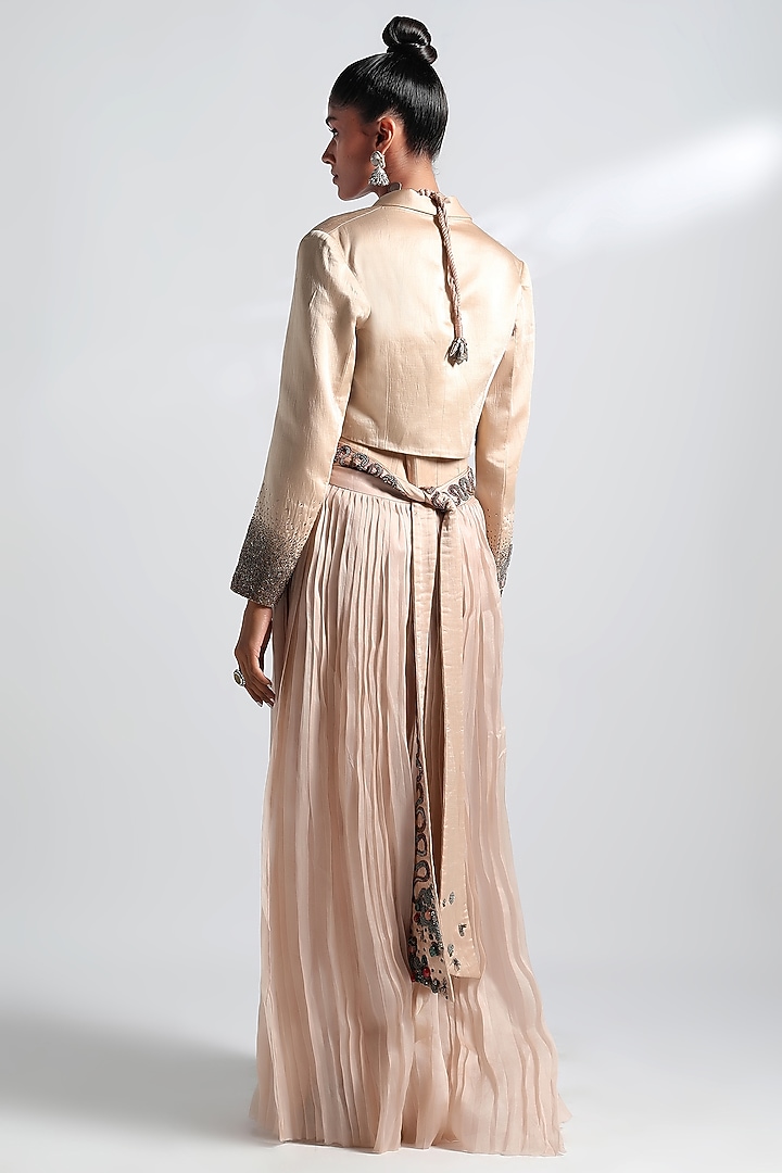 Blush Grey Embroidered Jacket Set by A Humming Way at Pernia's Pop Up Shop