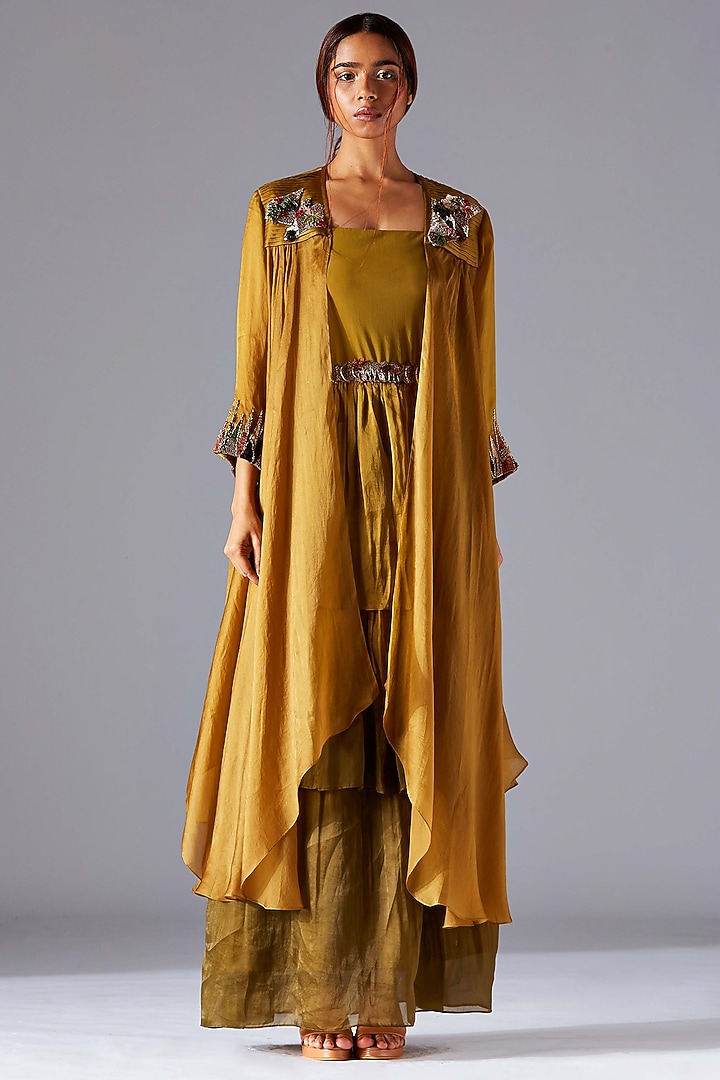 Martina Olive Embroidered Cape Set by A Humming Way at Pernia's Pop Up Shop