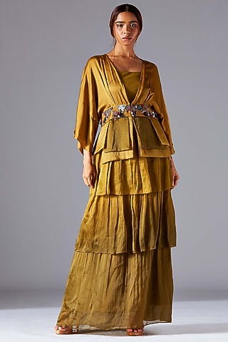 Martina Olive Tiered Dress With Top by A Humming Way