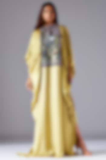 Oxide Olive Pleated Kaftan by A Humming Way