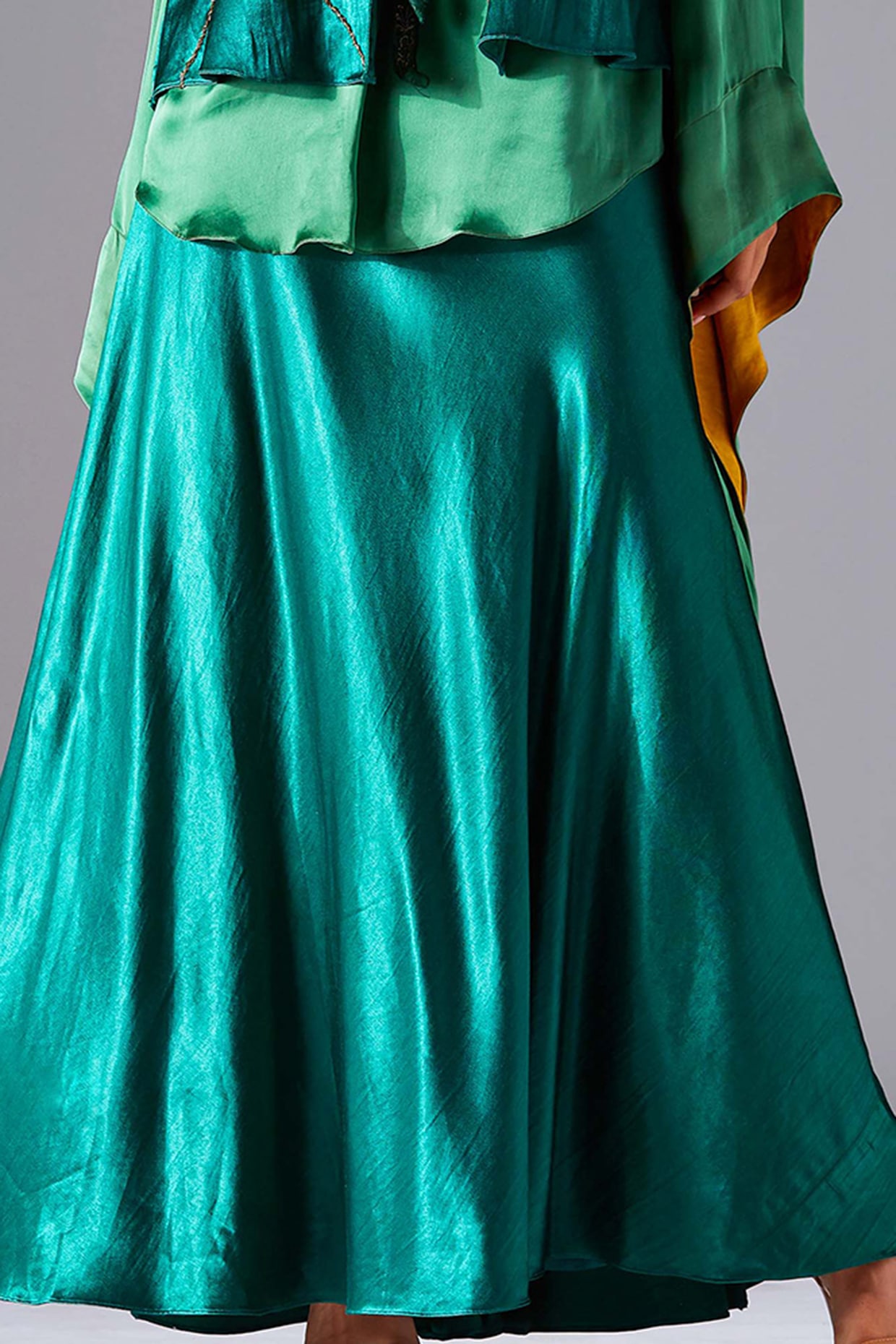 Emerald green silk maxi clearance skirt