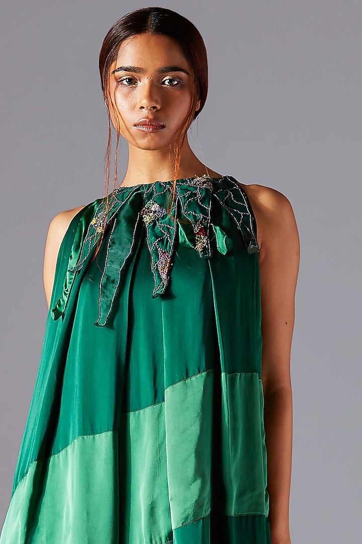 Forest Green Paneled Vacation Dress by A Humming Way at Pernia's Pop Up Shop