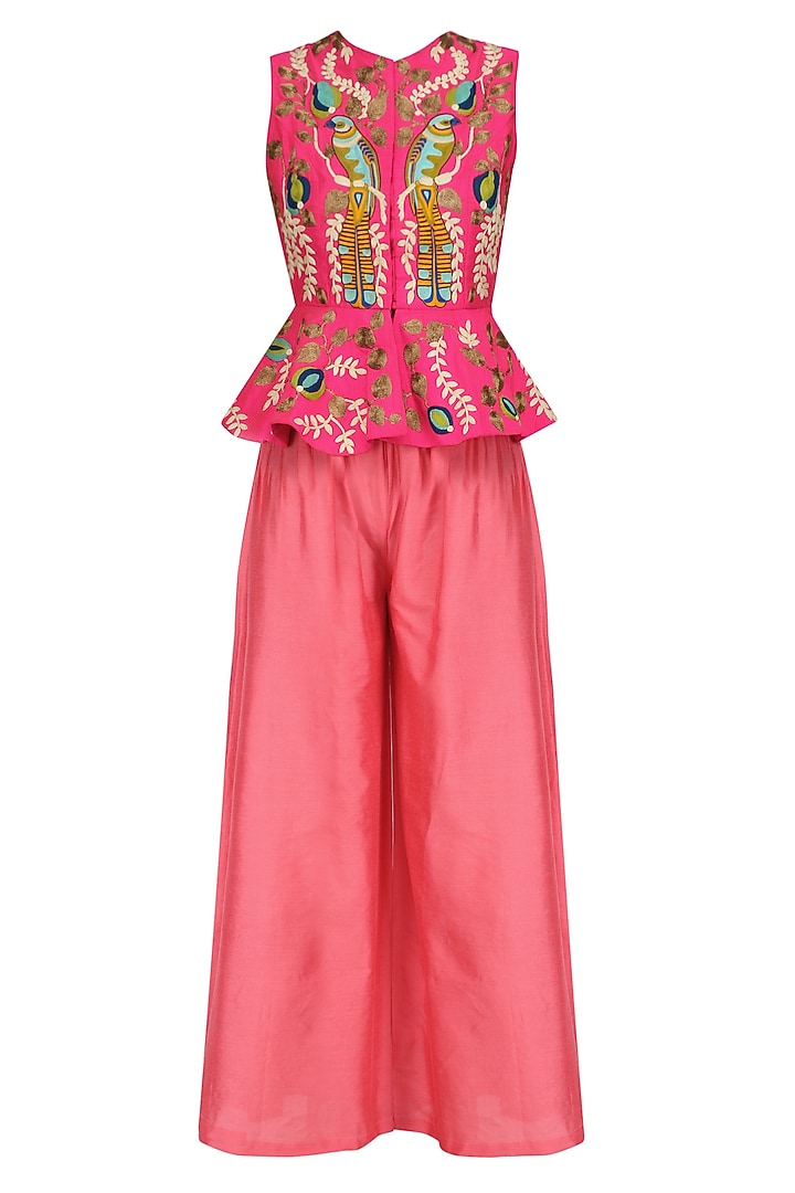 Pink birds embroidered jacket and pants set available only at Pernia's Pop Up Shop.