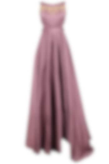 Mauve zari embroidered flared gown available only at Pernia's Pop Up Shop.