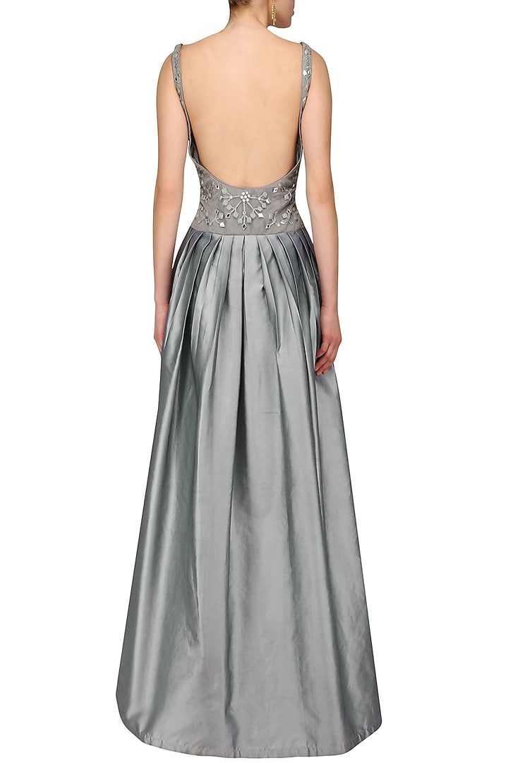 Grey mirror and dori embroidered gown available only at Pernia's Pop Up Shop.