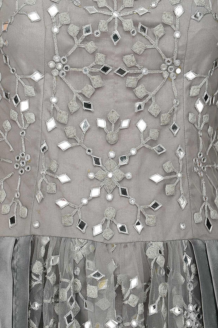 Grey mirror and dori embroidered gown available only at Pernia's Pop Up Shop.