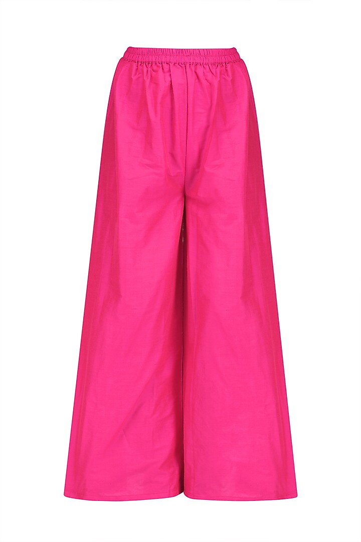 Pink embroidered flared anarkali jacket with palazzo pants available only at Pernia's Pop Up Shop.