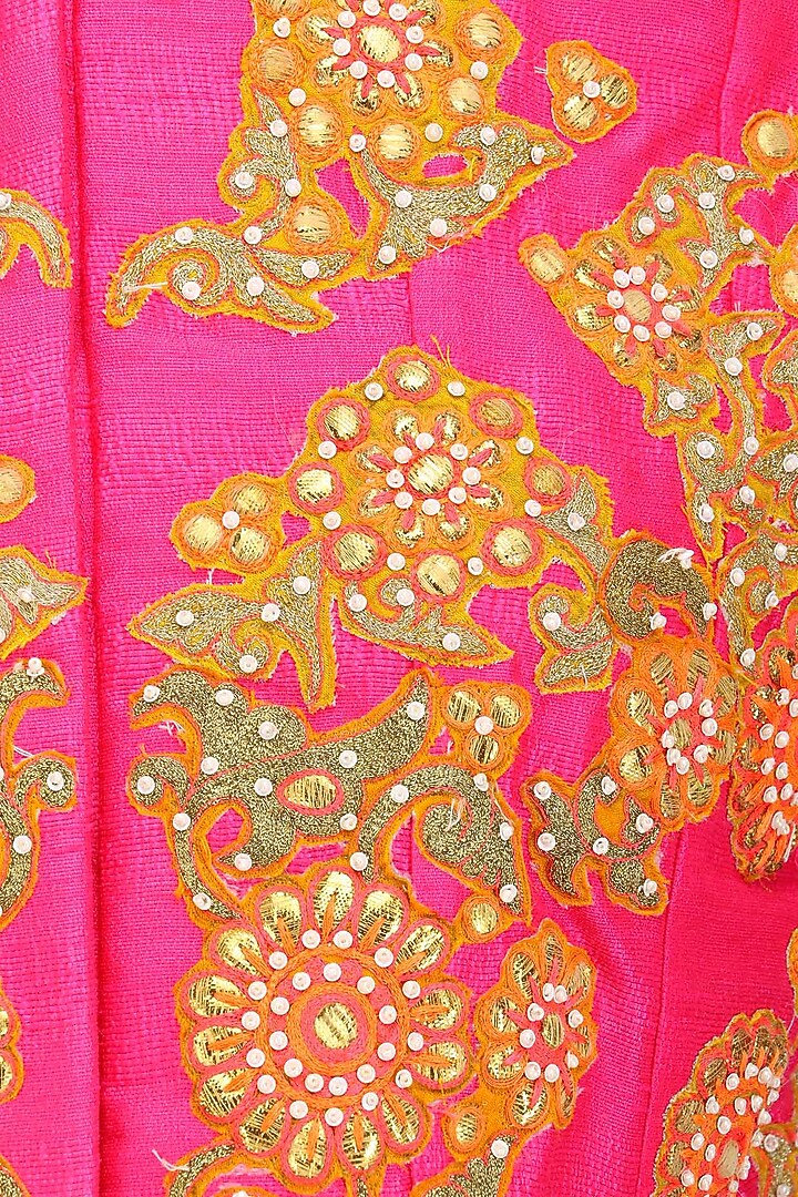 Pink embroidered flared anarkali jacket with palazzo pants available only at Pernia's Pop Up Shop.