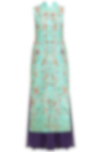 Turquoise jaal embroidered kurta with mauve lehenga and dupatta set available only at Pernia's Pop Up Shop.