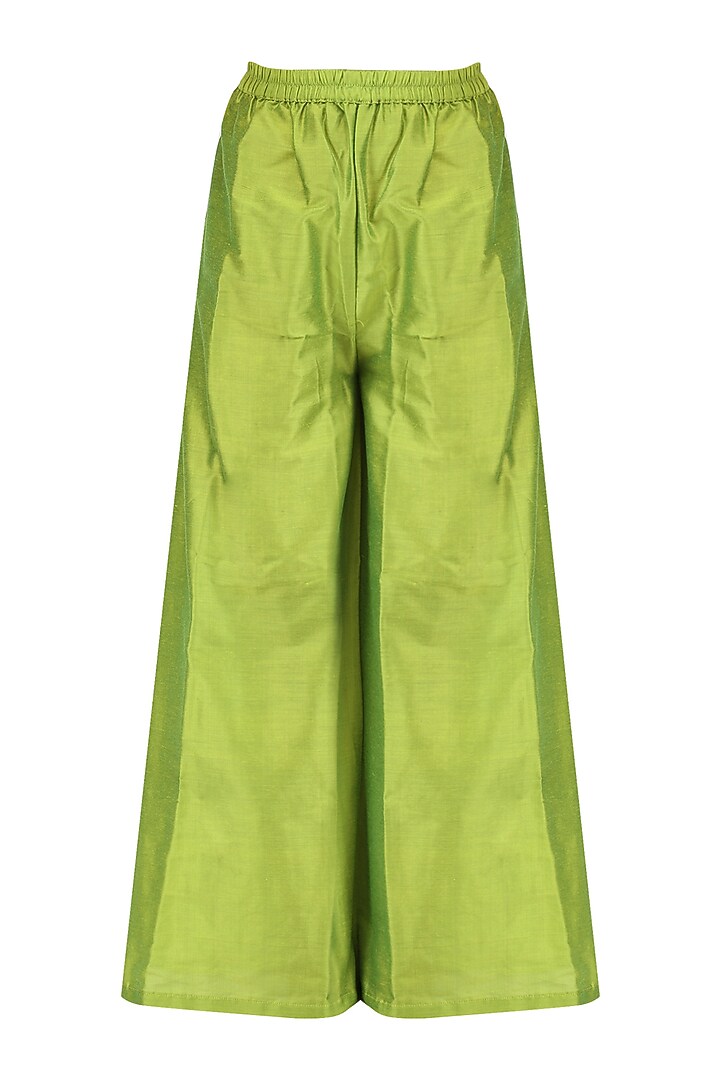 Lime green embroidered flared anarkali jacket with palazzo pants available only at Pernia's Pop Up Shop.