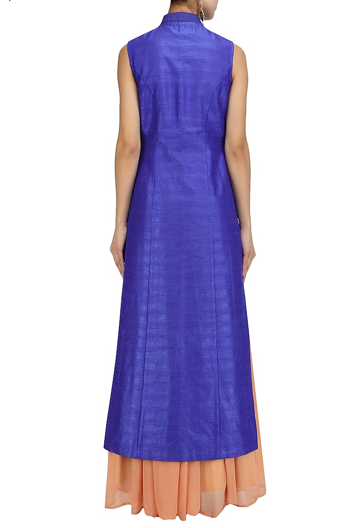 Cobalt blue embroidered kurta with lehenga and dupatta set available only at Pernia's Pop Up Shop.