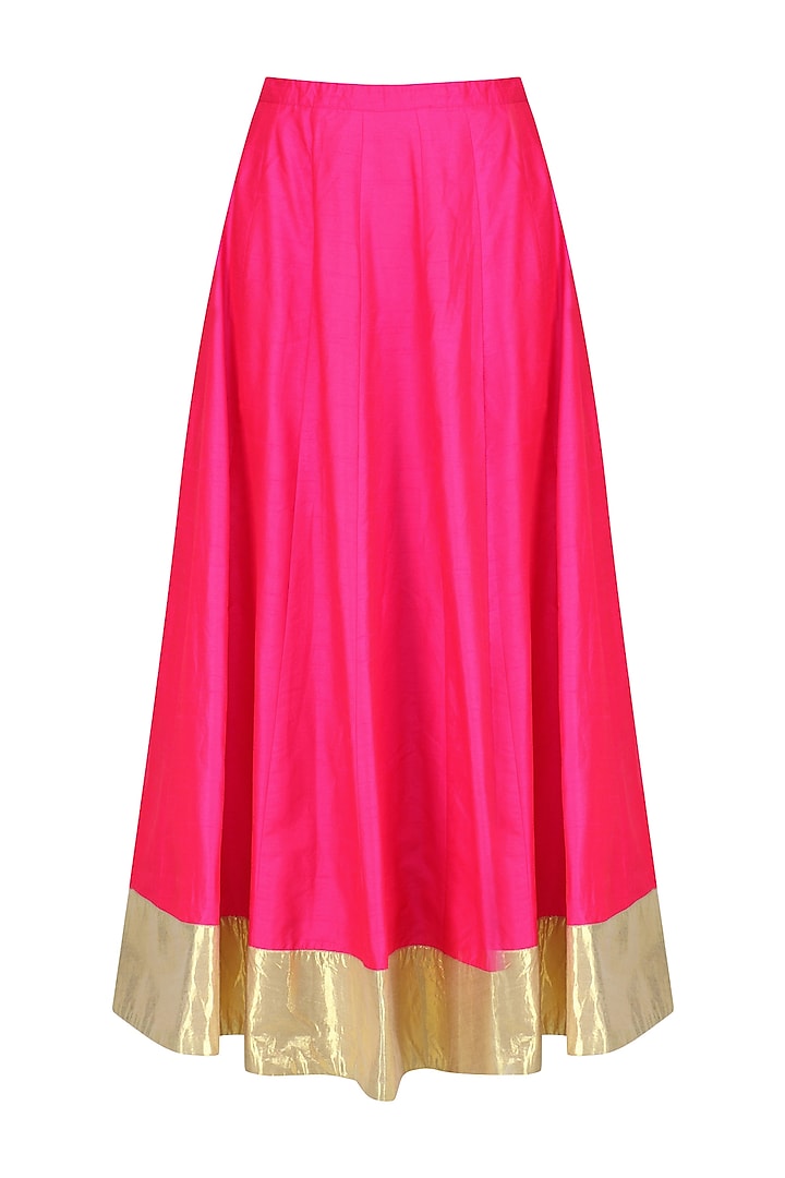 Blue butterfly embroidered long jacket and pink skirt set available only at Pernia's Pop Up Shop.