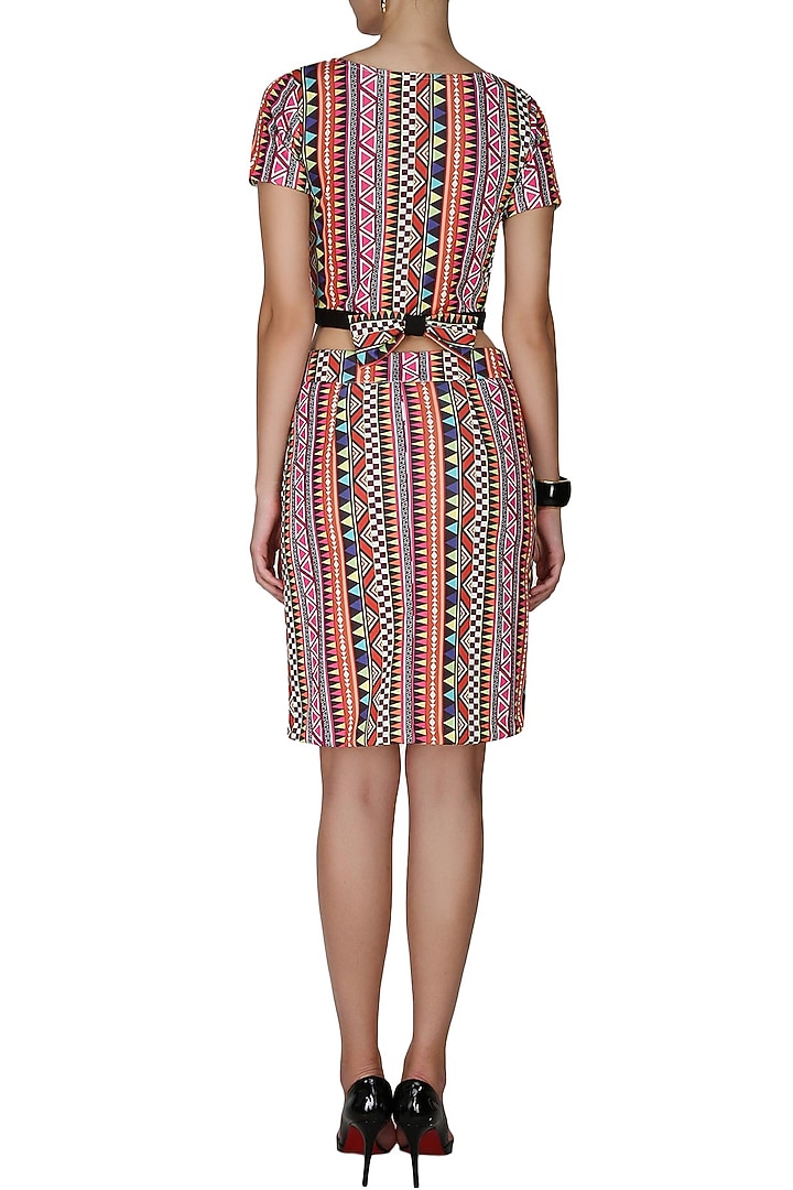 Multi coloured shack crop top and pencil skirt available only at Pernia's Pop Up Shop.
