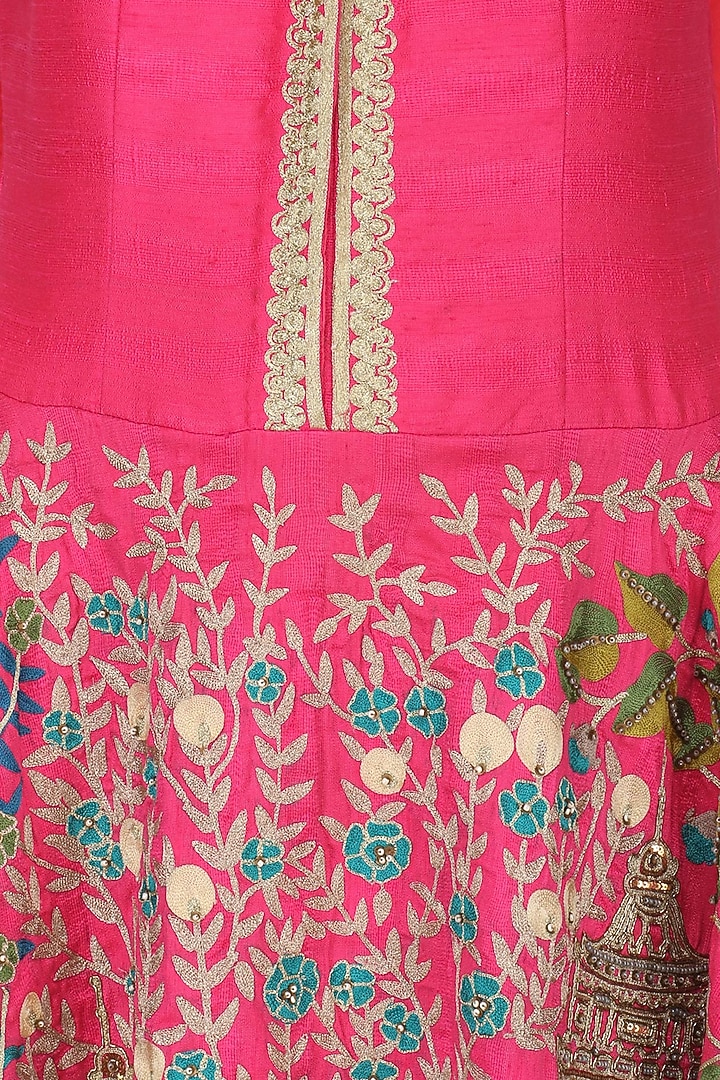 Fuschia floral embroidered anarkali available only at Pernia's Pop Up Shop.