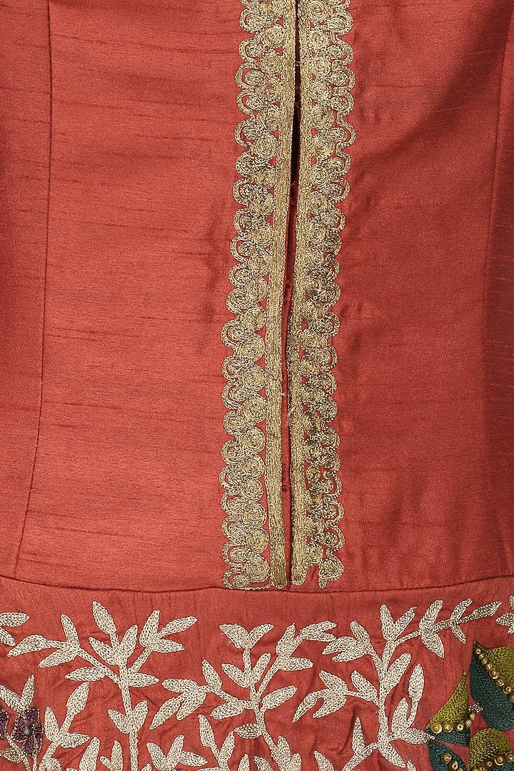 Maroon floral embroidered anarkali available only at Pernia's Pop Up Shop.