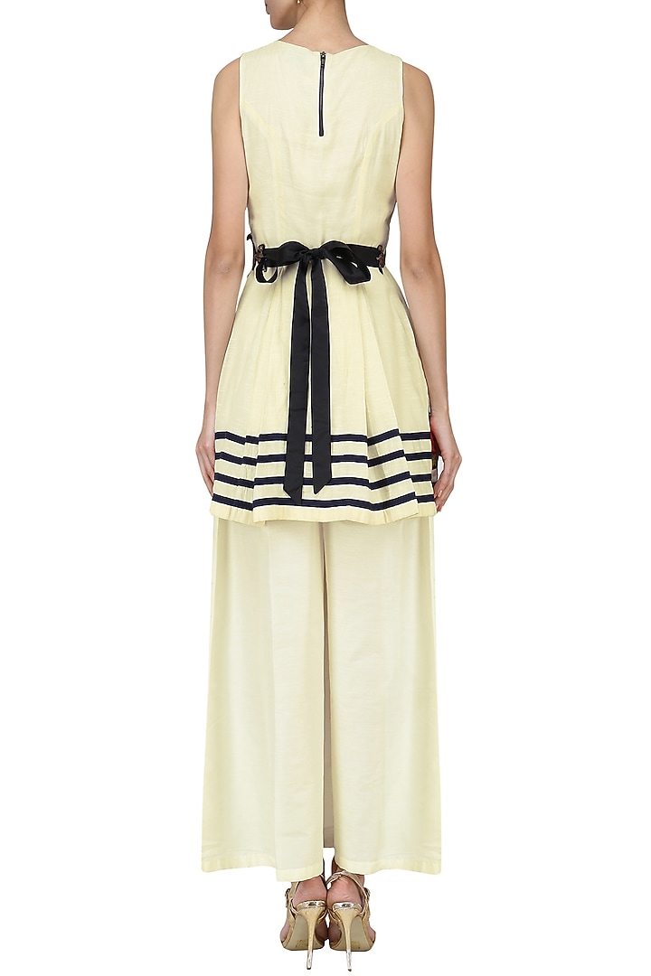 White floral embroidered tunic with palazzo pants set available only at Pernia's Pop Up Shop.