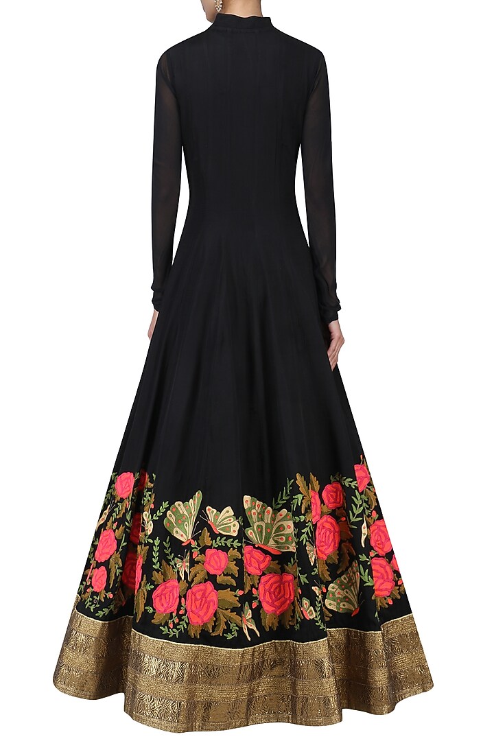Black butterfly embroidered anarkali set available only at Pernia's Pop Up Shop.