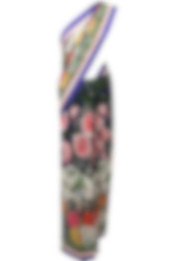 Blue floral printed saree with pink embroidered blouse available only at Pernia's Pop Up Shop.