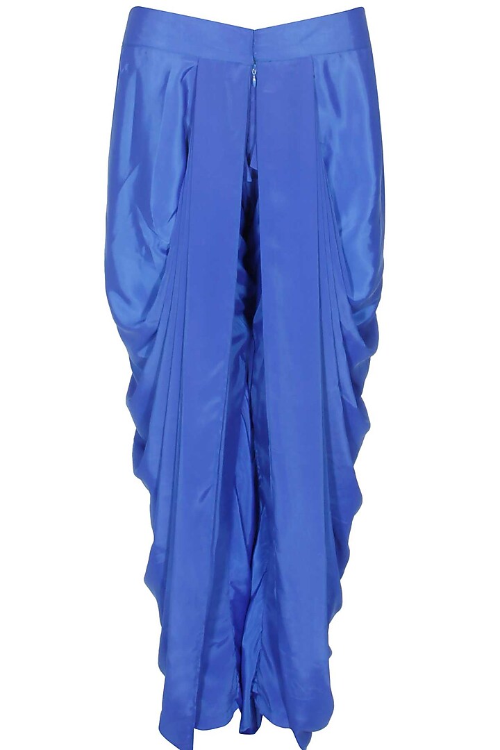 Blue bird embroidered long achkan jacket with blue dhoti pants available only at Pernia's Pop Up Shop.