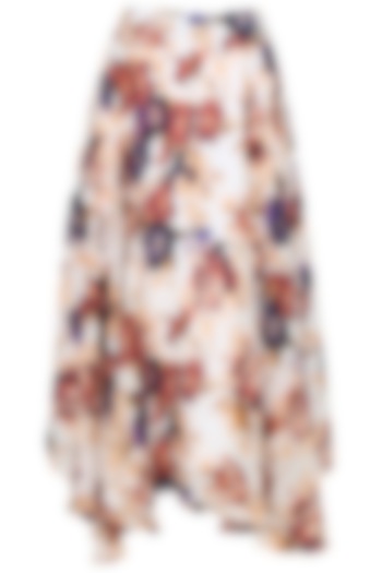 Cream floral printed circular flared skirt available only at Pernia's Pop Up Shop.