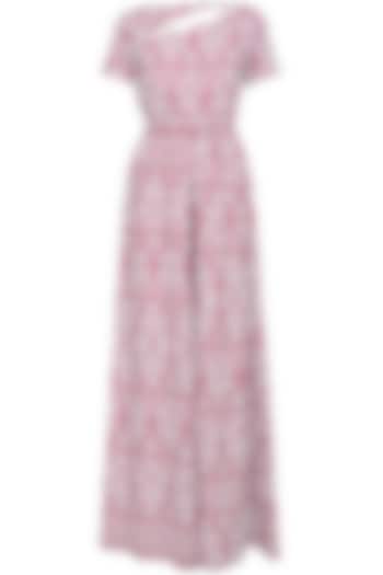 White and red ornament printed jumpsuit available only at Pernia's Pop Up Shop.