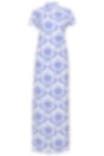 White retro printed high slit cape available only at Pernia's Pop Up Shop.