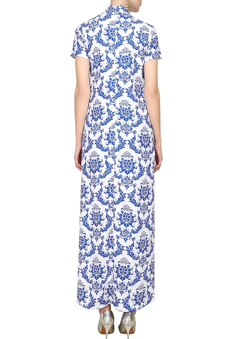 White retro printed high slit cape available only at Pernia's Pop Up Shop.
