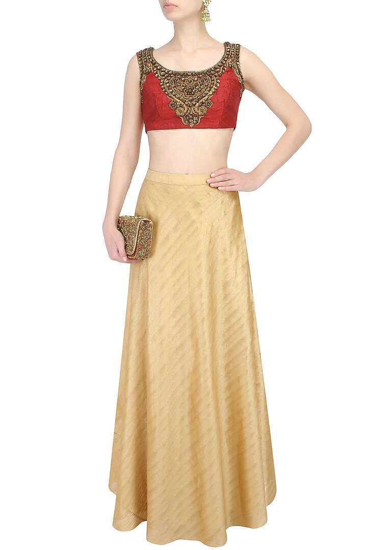 Aharin India presents Green ornamental pattern thread work embroidered blouse available only at Pernia's Pop Up Shop.