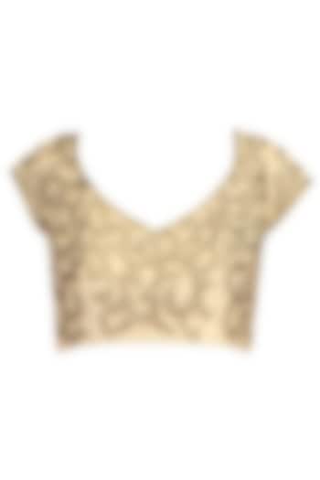 Aharin India presents Antique gold zari sequinned embroidered blouse available only at Pernia's Pop Up Shop.