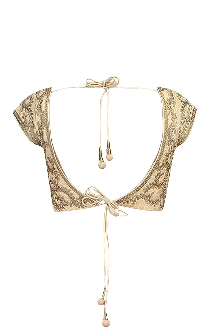 Aharin India presents Antique gold zari sequinned embroidered blouse available only at Pernia's Pop Up Shop.